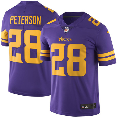 Men's Elite Adrian Peterson Nike Jersey Purple - #28 Rush NFL Minnesota Vikings